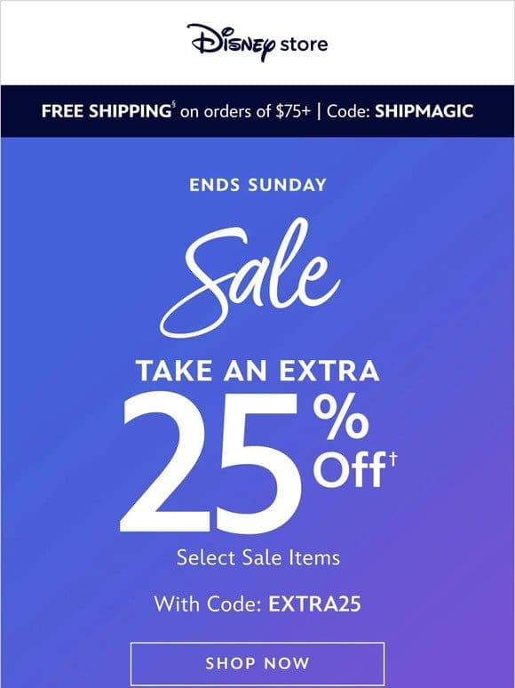 Save an Extra 25% on select sale items