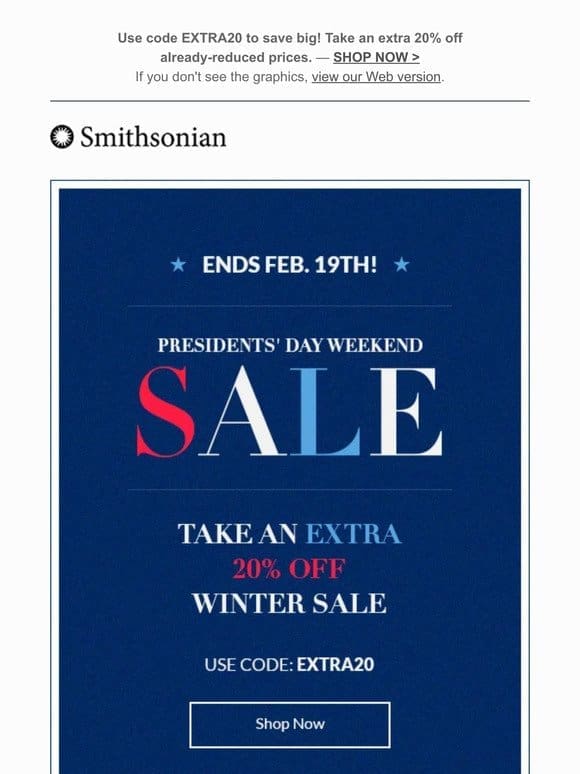 Save an extra 20% off Winter Sale!