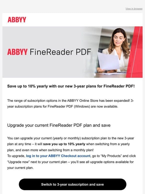 Save up to 10% yearly with our new 3-year plans for FineReader PDF!