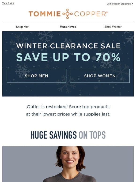 Save up to 70% during our Winter Clearance Sale