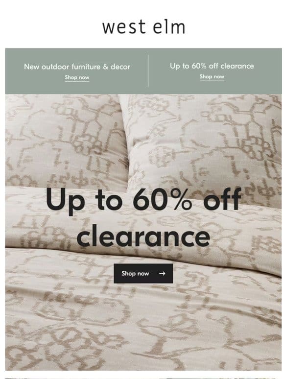 Score up to 60% off clearance now!