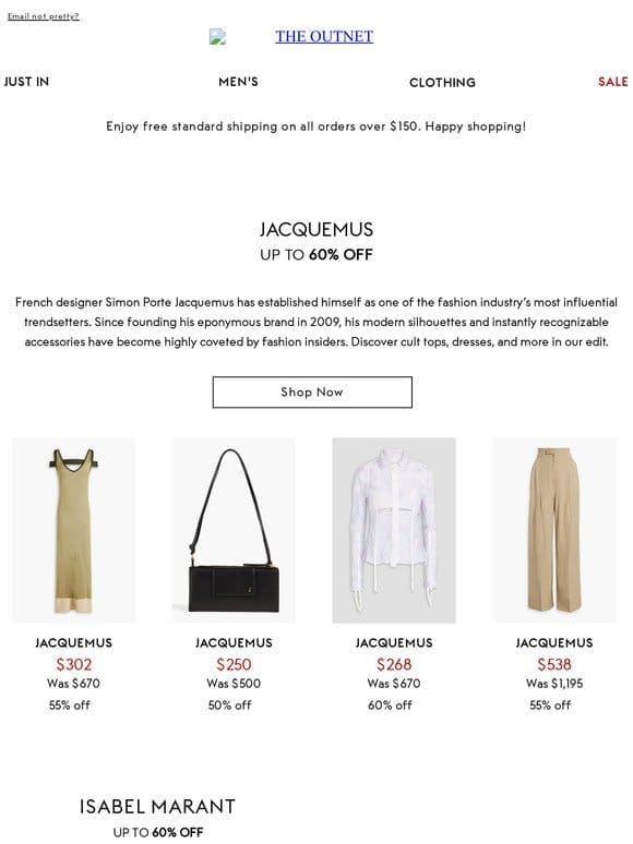 Secure cult Jacquemus at up to 60% off