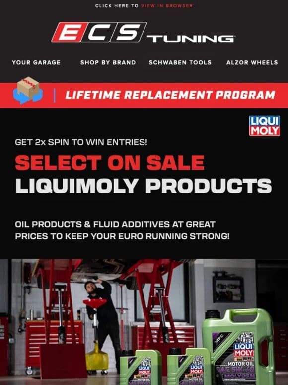 Select Liqui Moly on Sale + 2x Entries on Spin to Win!