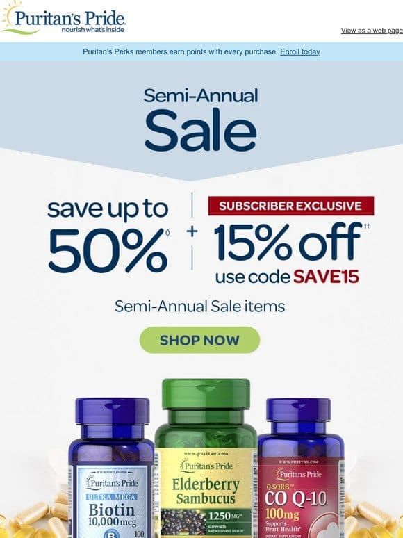 Semi Annual Sale is ON! Save up to 50%