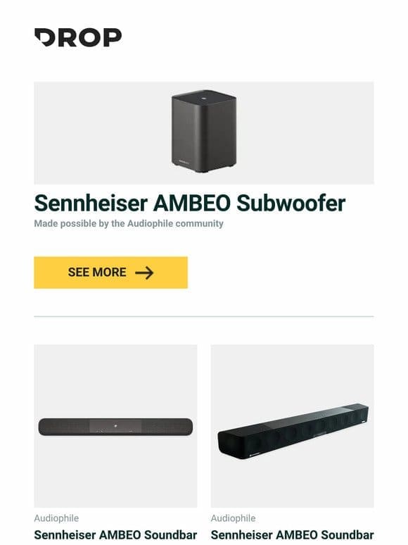 Sennheiser AMBEO Subwoofer， Sennheiser AMBEO Soundbar Plus， Sennheiser AMBEO Soundbar Max and more…