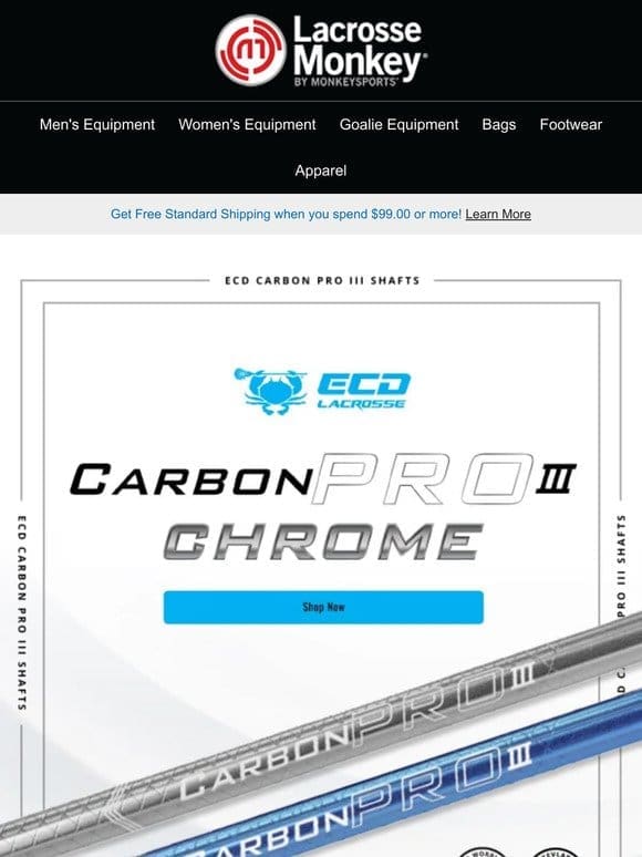 Shine on the Field with ECD Lacrosse Carbon Pro 3.0 Limited Edition Chrome Shafts! ✨