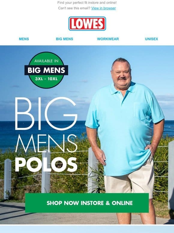 Shop Big Mens polos in sizes up to 10XL!