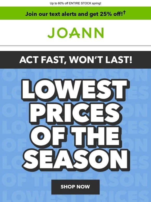 Shop NOW for Lowest Prices of the Season! 70% off art canvas and more!