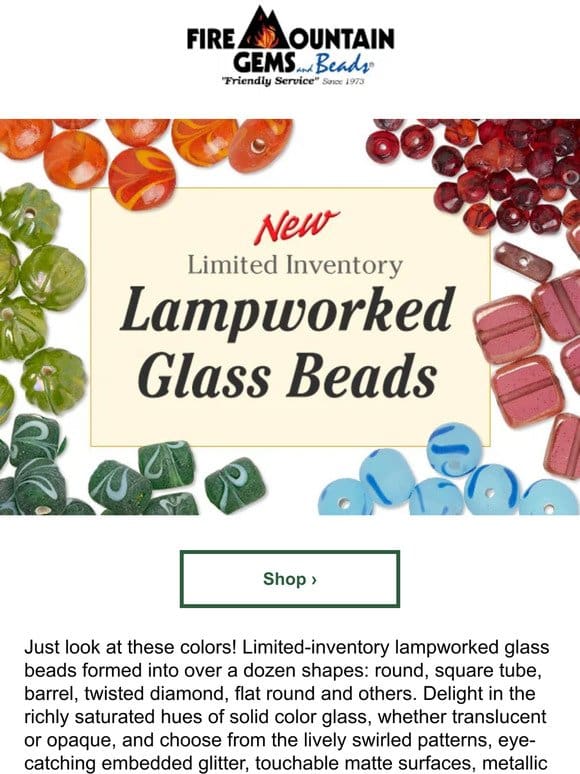 Shop New Lampworked Glass BEADS in Dozens of Colors