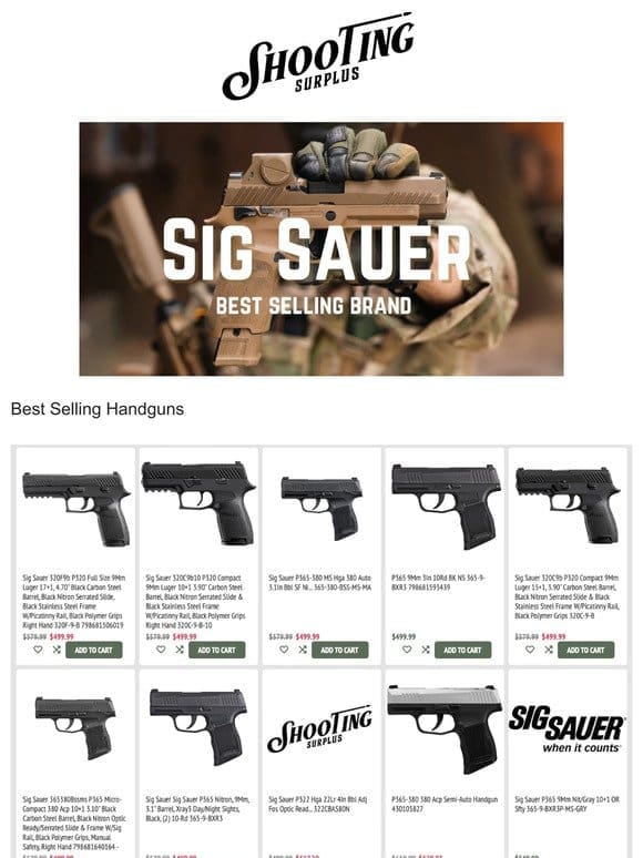 Sig Sauer Deals & Best Selling Ammo