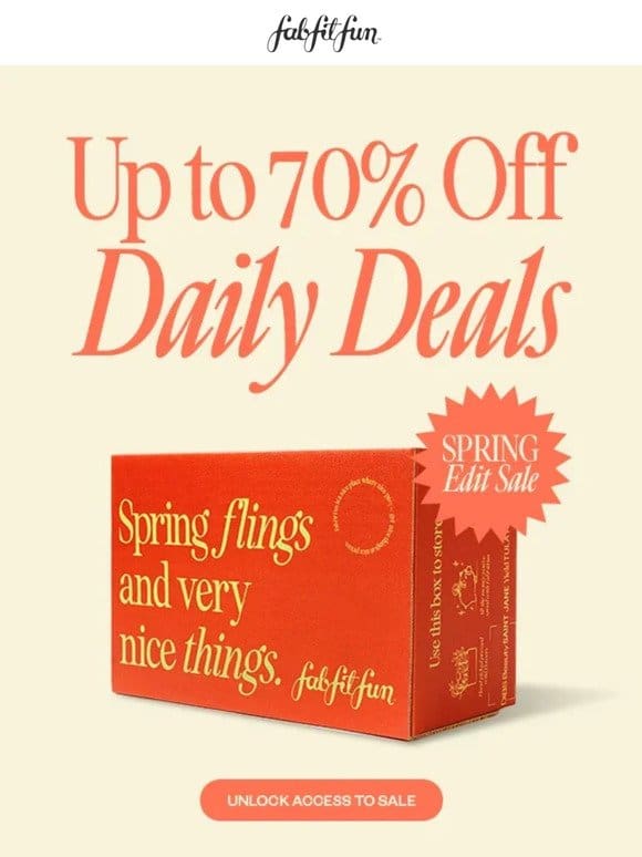 Sign Up now to enjoy discounts of up to 70% off during the Spring Edit Sale!