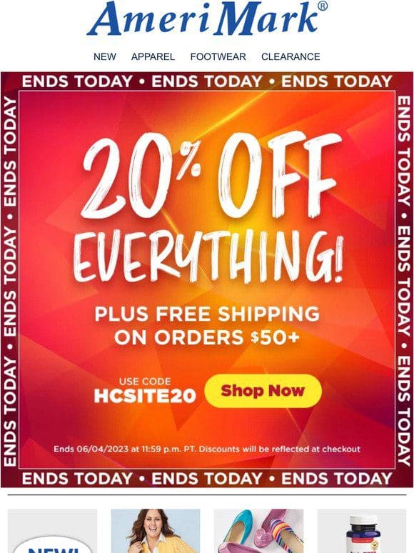 Sitewide Savings end TODAY! Take 20% off + FREE Shipping