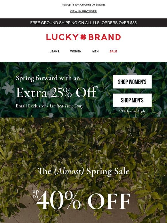 Spring Forward With An EXTRA 25% OFF