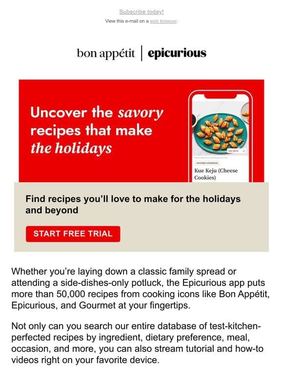 Start the New Year with the Epicurious App