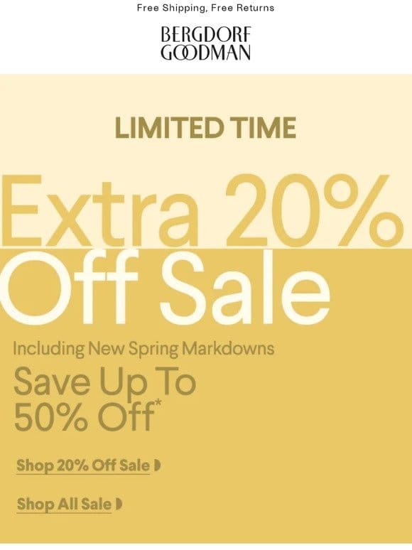 Starts Today – Extra 20% Off