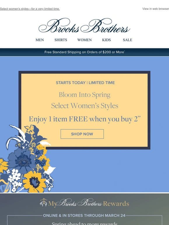 Starts now: buy 2 Women’s Collection pieces， get one free