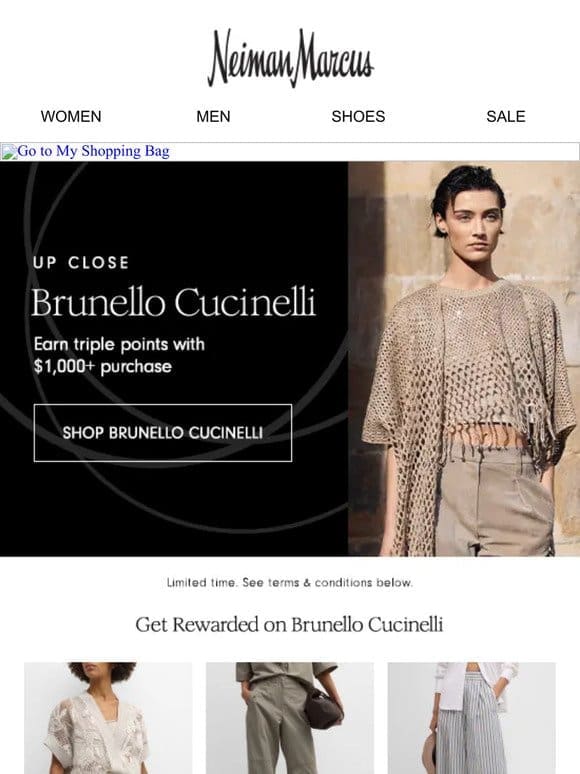 Starts today: Triple points on Brunello Cucinelli