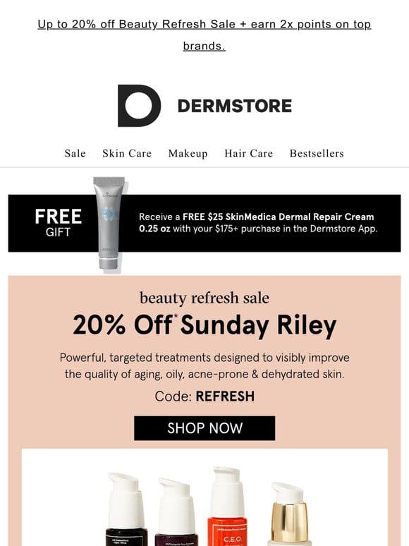 Stock up for spring: 20% off Sunday Riley — Beauty Refresh Sale