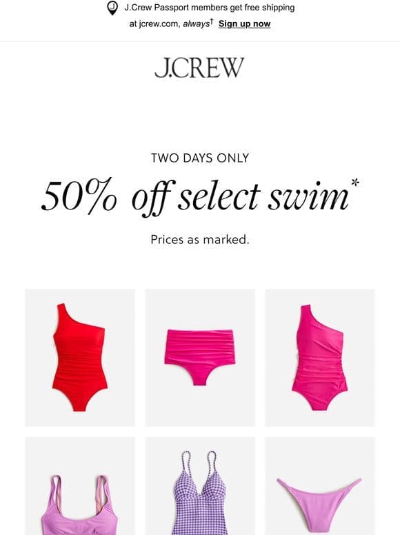 (Swim)suit yourself: 50% off is on!