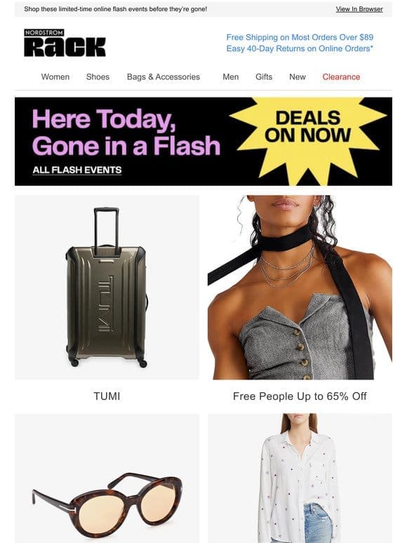 TUMI | Free People Up to 65% Off | New-In Designer Sunglasses | And More!