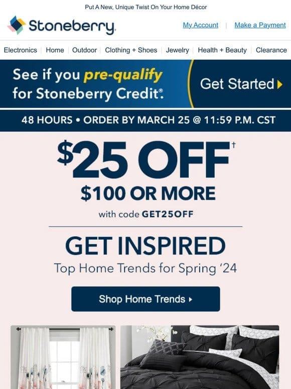 Take $25 Off When You Shop Top Home Trends
