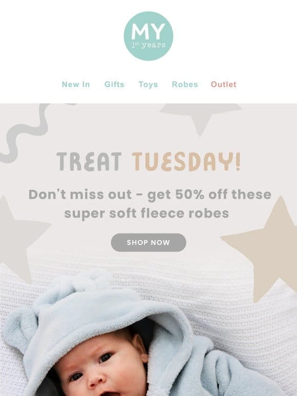 Take 50% off fleece for Treat Tuesday!