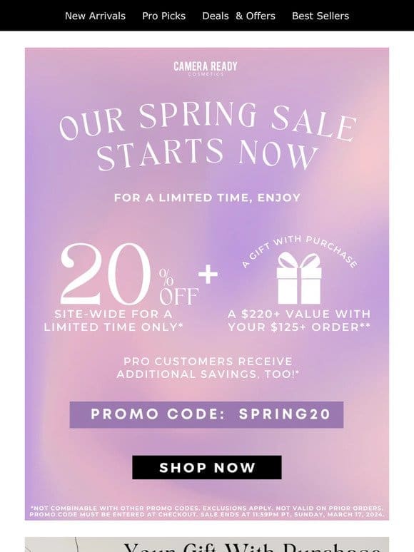 The Spring sale is here: 20% off + huge GWP