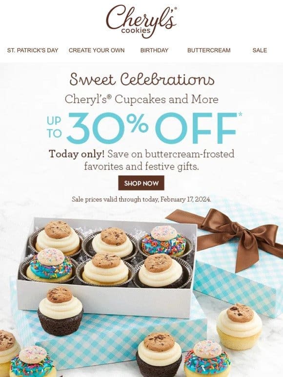 The icing on the (cup)cake: take up to 30% off!