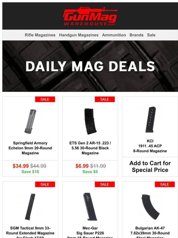 These Magazines Deals Are Perfect For Range Day | Springfield Armory Echelon 9mm 20rd Mag for $35