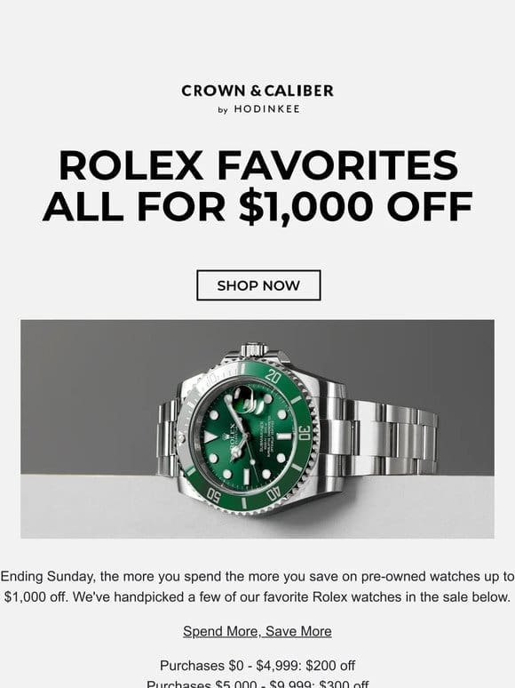 Three Rolex Staff Picks For $1，000 Off