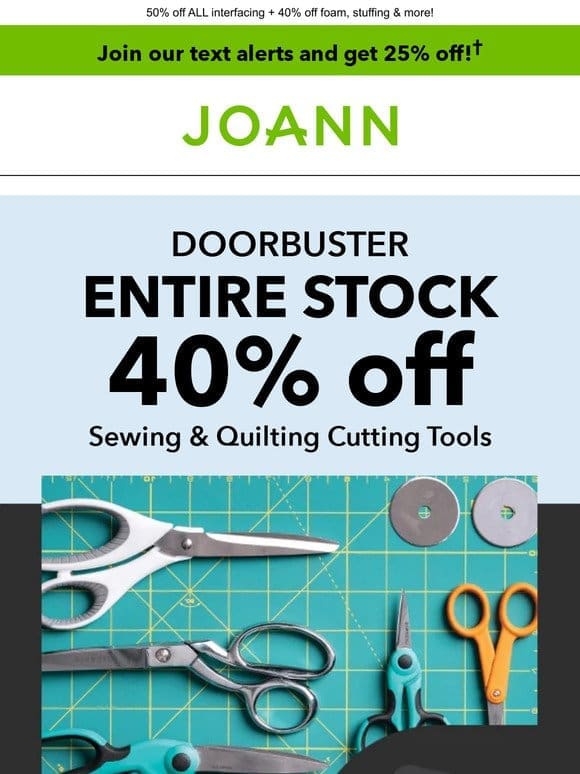 Time to get sewing! Save 40% on ALL sewing & quilting cutting tools!