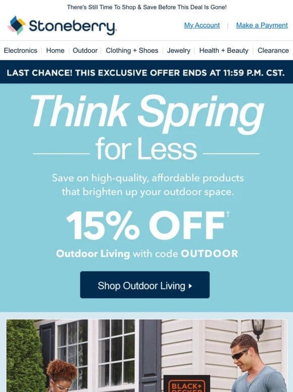 Time’s Running Out On 15% Off Outdoor Living