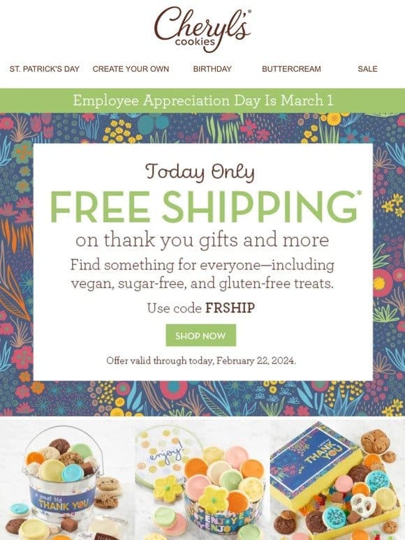 Today only， free shipping ✔️ Employee Appreciation Day is 3/1 ✔️