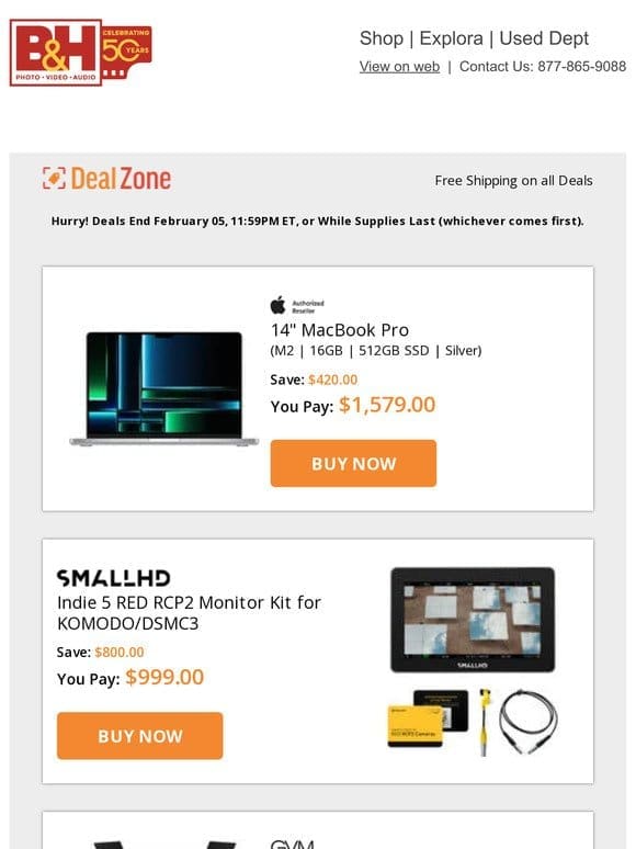 Today’s Deals: Apple 14″ MacBook Pro， SmallHD Indie 5 RED RCP2 Monitor Kit， GVM LED Light Panel Kit， Manfrotto Modular Gimbal & More