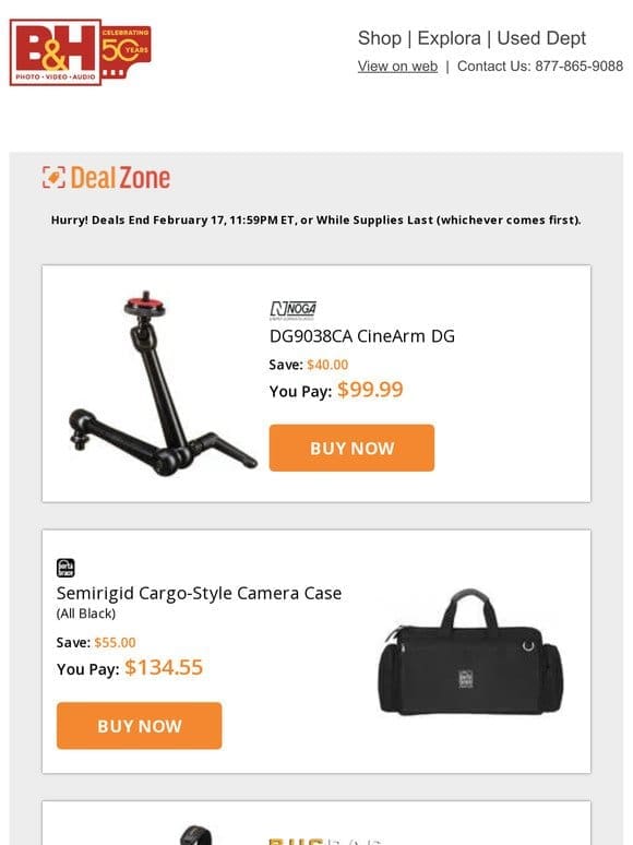 Today’s Deals: Noga CineArm DG， PortaBrace Semirigid Cargo-Style Camera Case， RucPac Solo Camera Strap， Case Logic 13″ MacBook Pro Laptop Sleeve & More