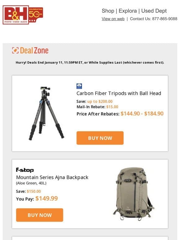 Today’s Deals: Sirui CF Tripods w/ Ball Head， F-Stop Mountain Series Ajna Backpack， Raya Octagonal Collapsible Softbox for LED Bulbs w/ Socket， Kaiser Copy Stand RSX w/ RTX Arm