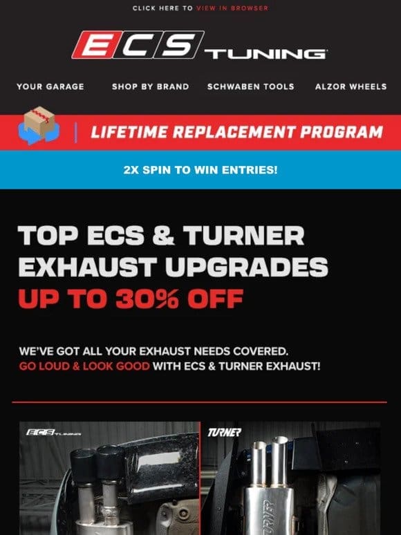 Top ECS and Turner Exhaust Up To 30% off!