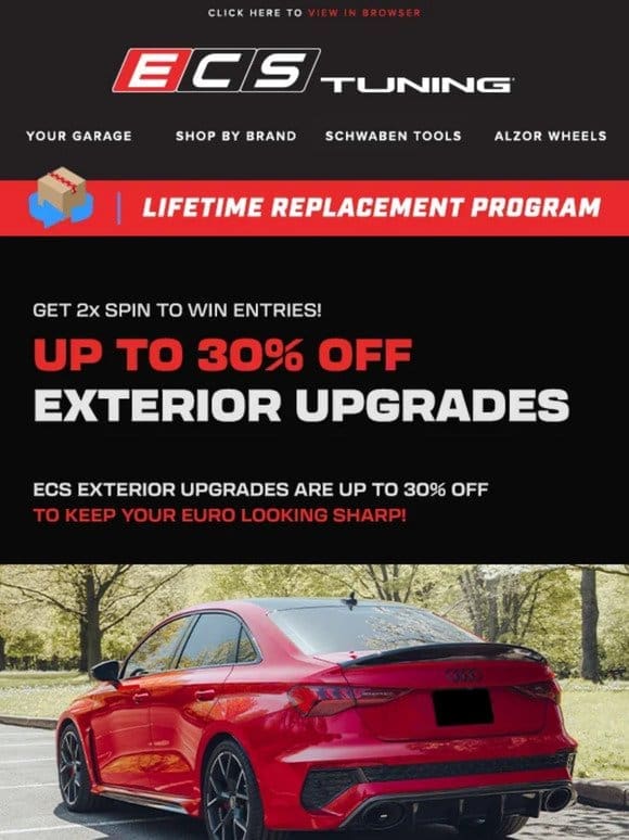 Up To 30% off Top ECS Exterior Performance Parts + 2x Entries!
