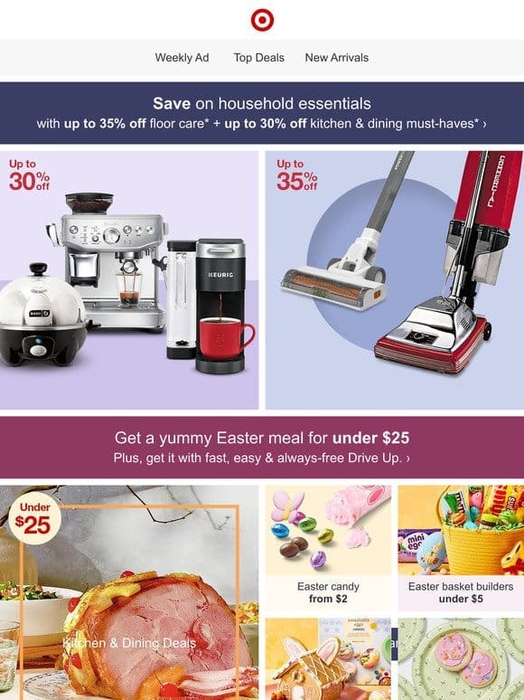Up to 35% off floor care + kitchen & dining deals