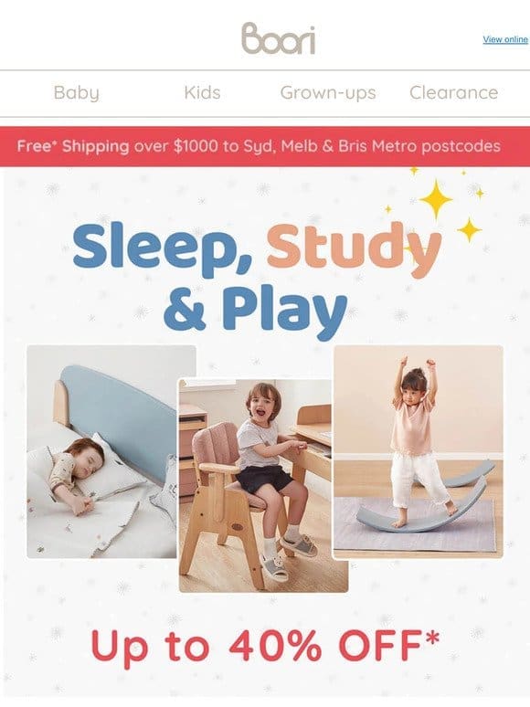 Up to 40% Off Sleep， Study， Play Essentials