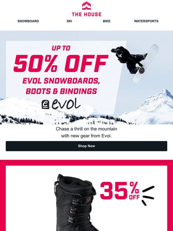 Up to 50% off Evol Snowboards， Boots & Bindings