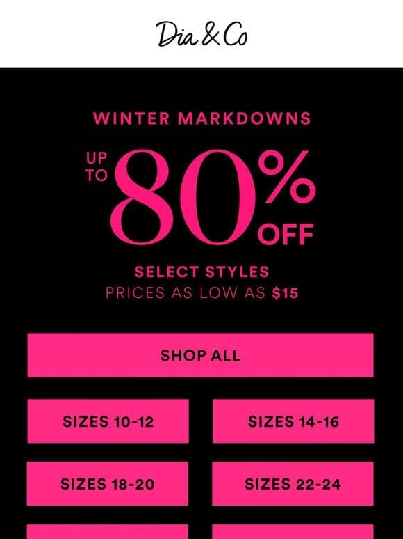 Up to 80% OFF Sale Curated In Your Size