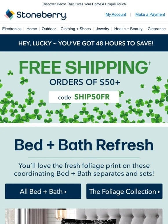 Update Your Bed & Bath With Free Shipping!