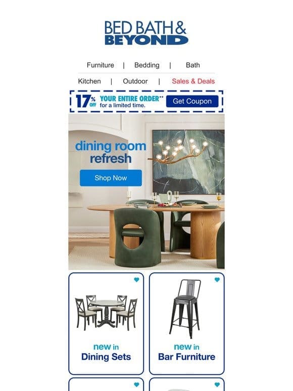 Upgrade Your Dining Space with Fresh Furniture Finds & 17% off