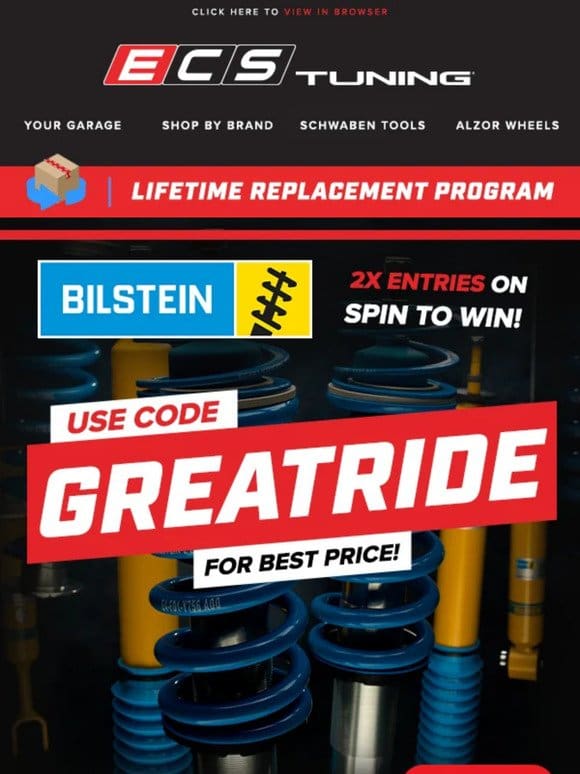 Use Code GREATRIDE for Best Price On Bilstein