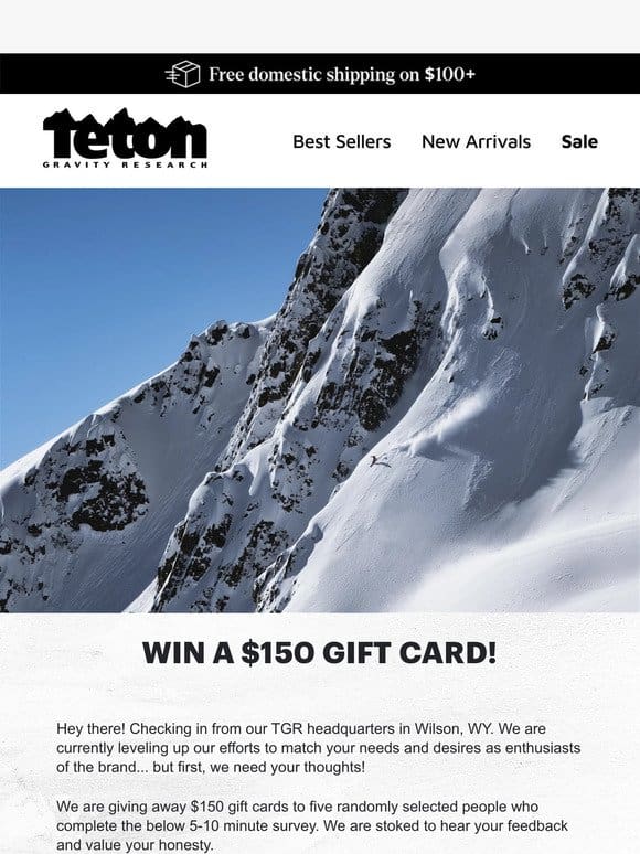 Want a $150 TGR Gift Card?