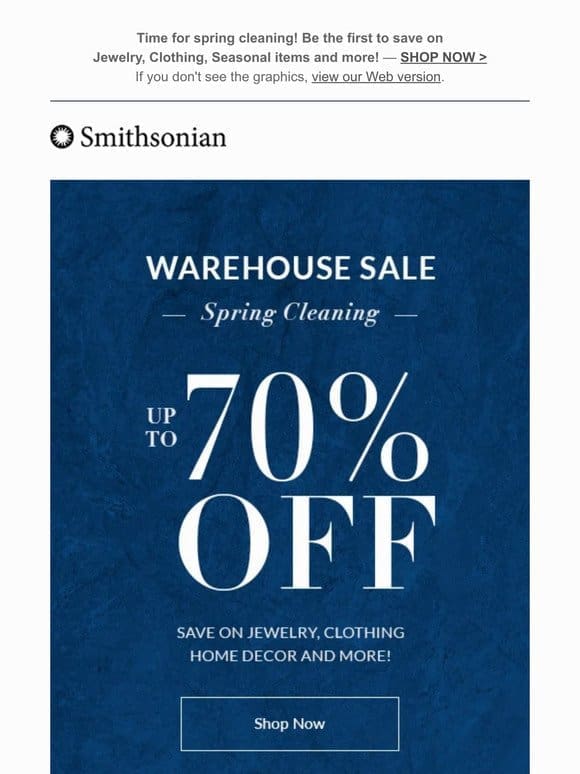 Warehouse Sale – Save up to 70% OFF!