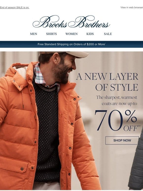 Warm up to 70% off coats and more winter wear