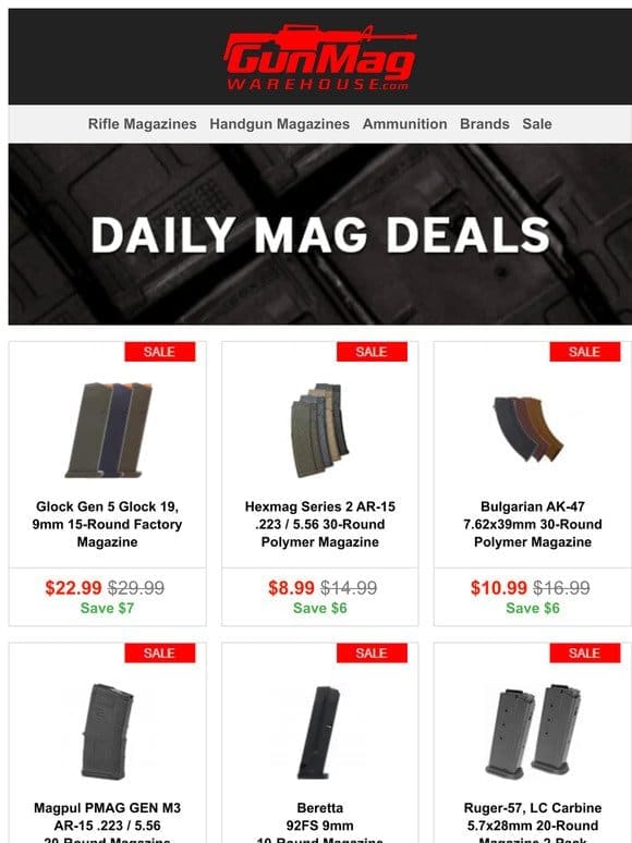 Wednesdays Are For The Magazines! | Glock Gen 5 Glock 19 15rd Mags for $23