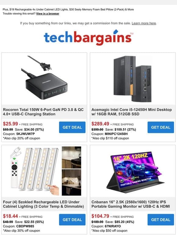 Weekend Deals: $699 Dell XPS 13 Core i7 Laptop， $105 Portable 16″ 120Hz Gaming Monitor & 57% off 150W Fast 6-Port Charging Station